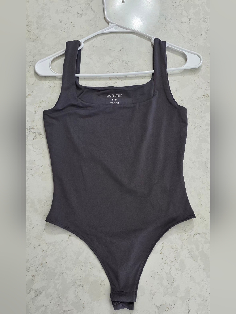 SWS Contour Women's S Charcoal Gray Square Neck Sleeveless Bodysuit